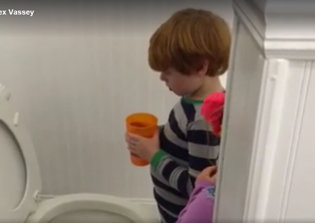 Child says prayer before flushing dead pet goldfish down toilet